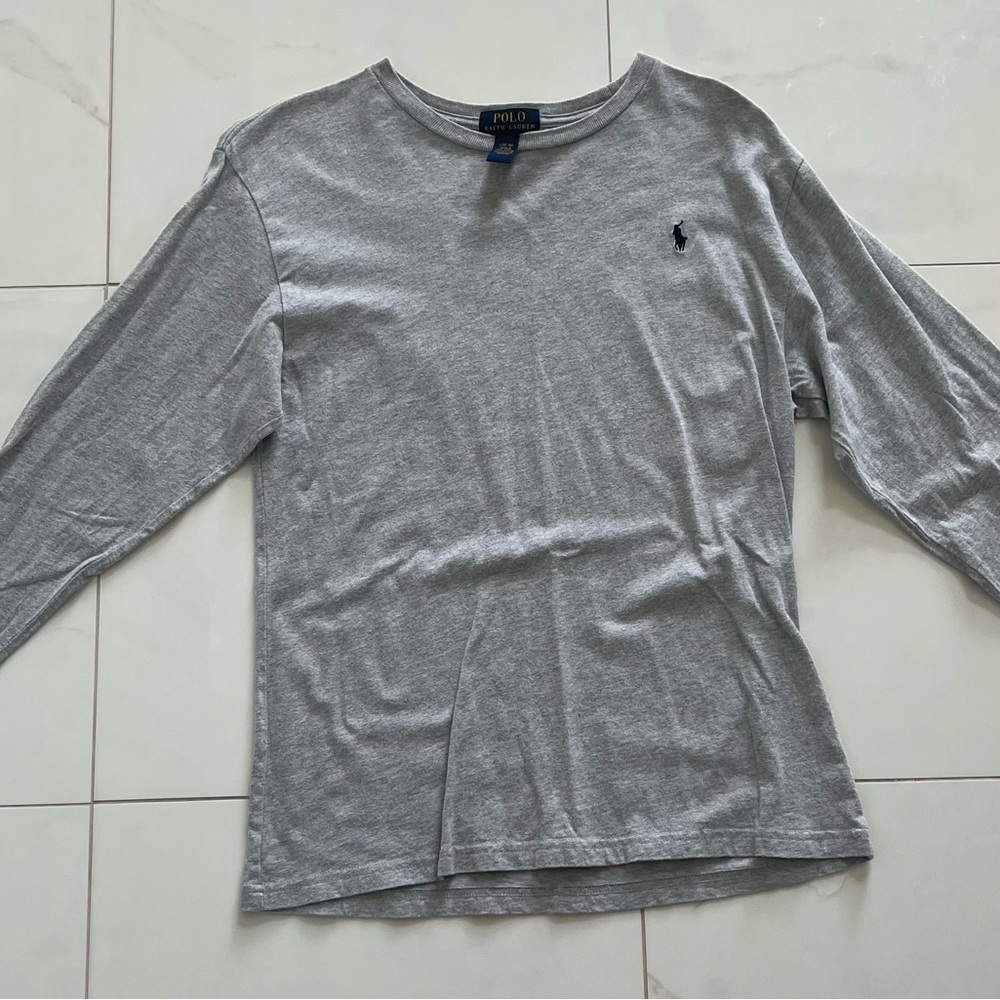 Kids Gray Polo Long Sleeved T-shirt